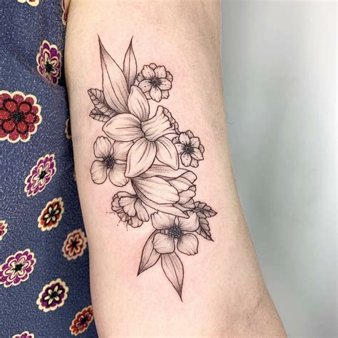 minimalist violet tattoo|violet and daffodil tattoo.